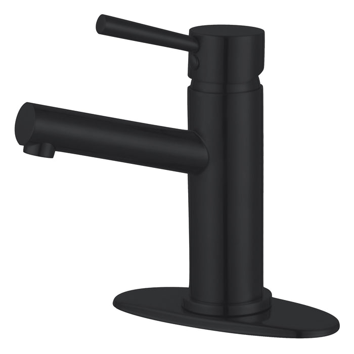 Concord LS8420DL One-Handle 1-Hole Bathroom Faucet with Deck Plate and Push Pop-Up Drain, Matte Black