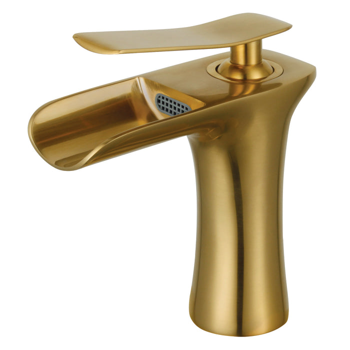 Executive LS8423QLL One-Handle 1-Hole Bathroom Faucet with Push Pop-Up Drain, Brushed Brass