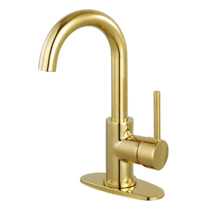 Concord LS8432DL One-Handle 1-Hole Bathroom Faucet with Deck Plate and Push Pop-Up Drain, Polished Brass