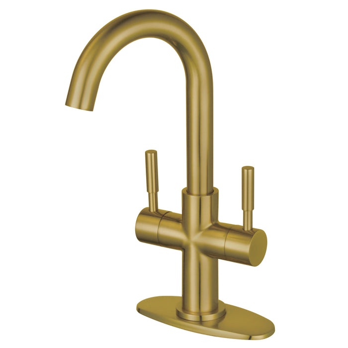 Concord LS8453DL Two-Handle 1-Hole Bathroom Faucet with Deck Plate and Push Pop-Up Drain, Brushed Brass