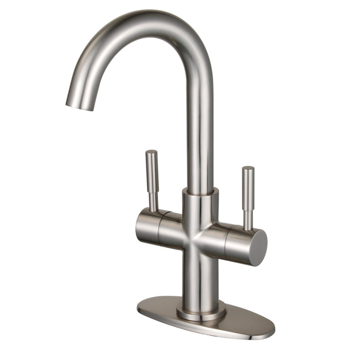 Concord LS8458DL Two-Handle 1-Hole Bathroom Faucet with Deck Plate and Push Pop-Up Drain, Brushed Nickel