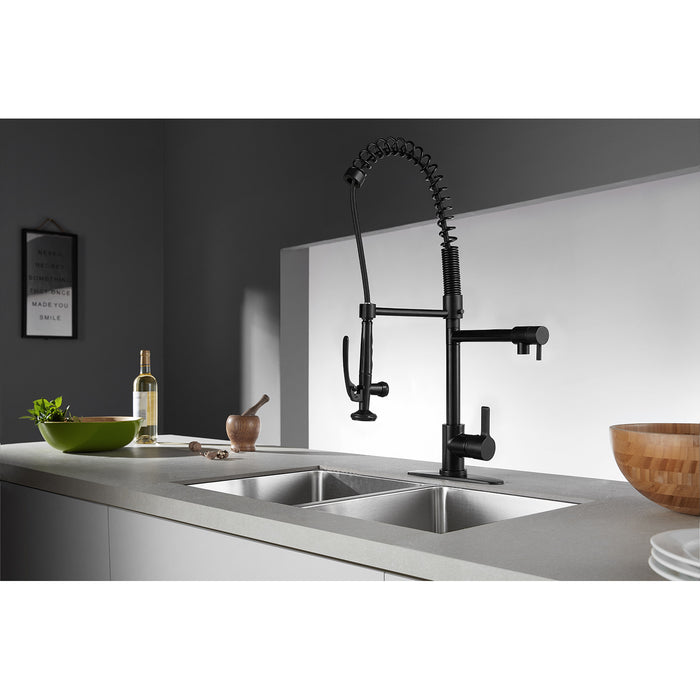 Continental LS8500CTL Single-Handle 1-Hole Deck Mount Pre-Rinse Kitchen Faucet, Matte Black