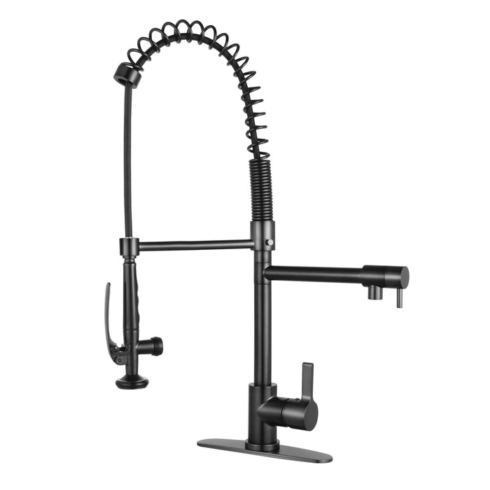 Continental LS8500CTL Single-Handle 1-Hole Deck Mount Pre-Rinse Kitchen Faucet, Matte Black