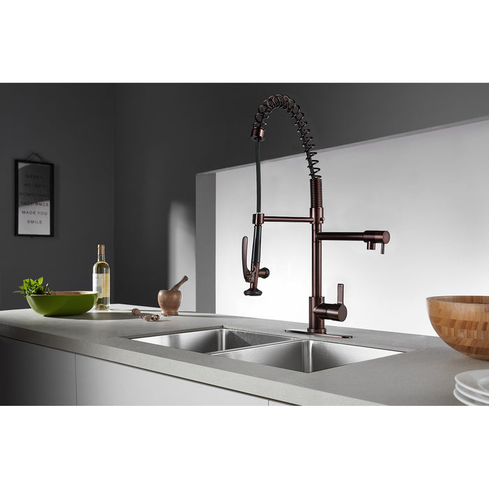 Continental LS8505CTL Single-Handle 1-Hole Deck Mount Pre-Rinse Kitchen Faucet, Oil Rubbed Bronze