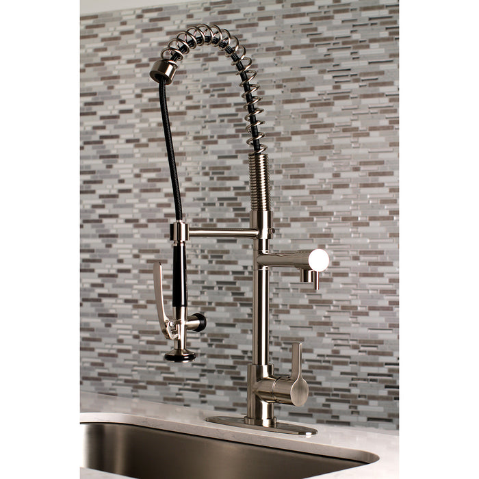 Continental LS8508CTL Single-Handle 1-Hole Deck Mount Pre-Rinse Kitchen Faucet, Brushed Nickel