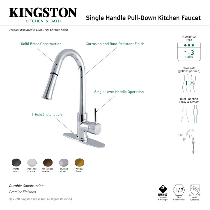 Concord LS8620DL Single-Handle Pull-Down Kitchen Faucet, Matte Black