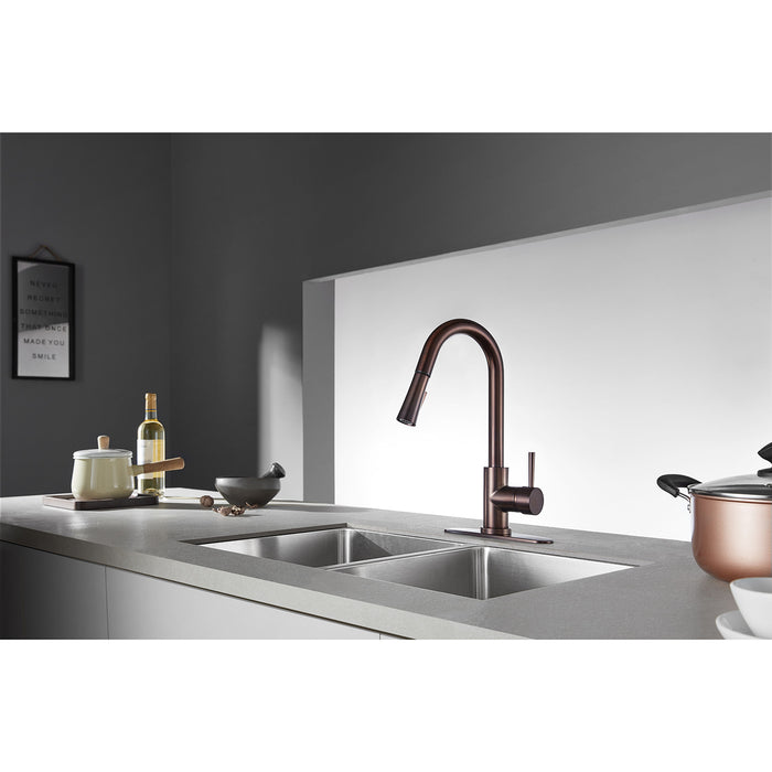 Concord LS8625DL Single-Handle 1-Hole Deck Mount Pull-Down Sprayer Kitchen Faucet, Oil Rubbed Bronze