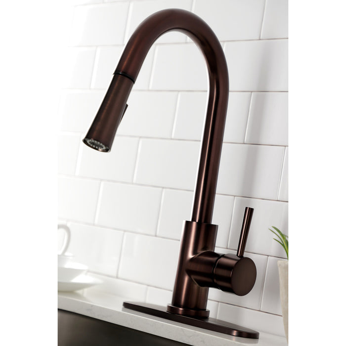 Concord LS8625DL Single-Handle 1-Hole Deck Mount Pull-Down Sprayer Kitchen Faucet, Oil Rubbed Bronze