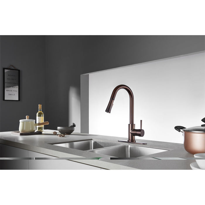 Concord LS8625DL Single-Handle 1-Hole Deck Mount Pull-Down Sprayer Kitchen Faucet, Oil Rubbed Bronze