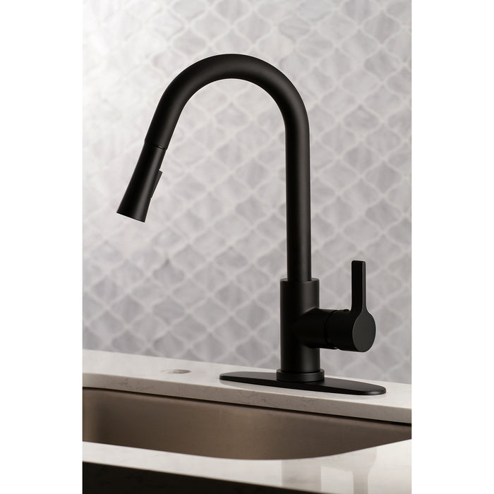 Continental LS8680CTL Single-Handle Pull-Down Kitchen Faucet, Matte Black