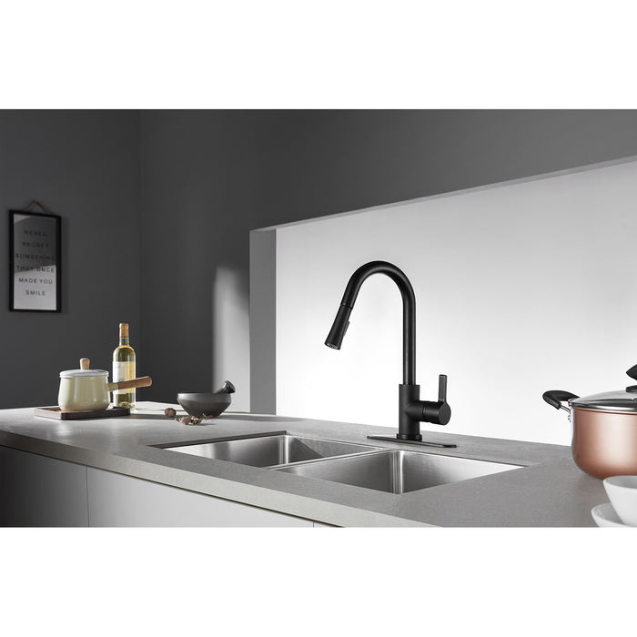 Continental LS8680CTL Single-Handle Pull-Down Kitchen Faucet, Matte Black