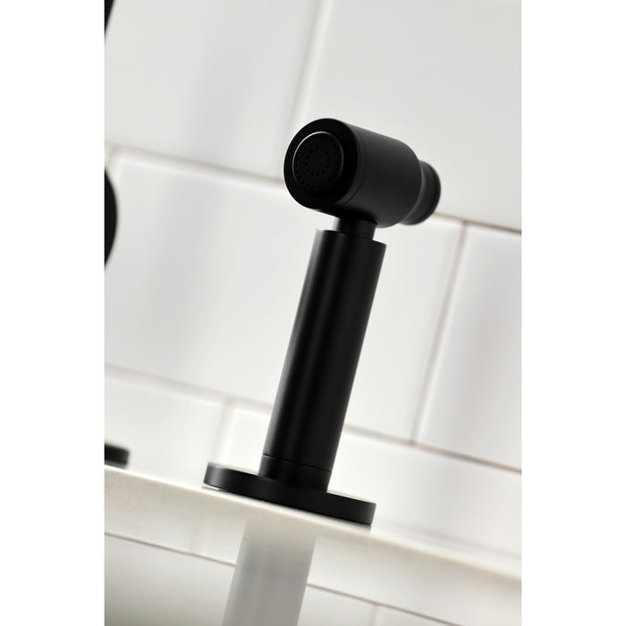 Continental LS8710CTLBS Single-Handle 1-or-3 Hole Deck Mount Kitchen Faucet with Brass Side Sprayer, Matte Black