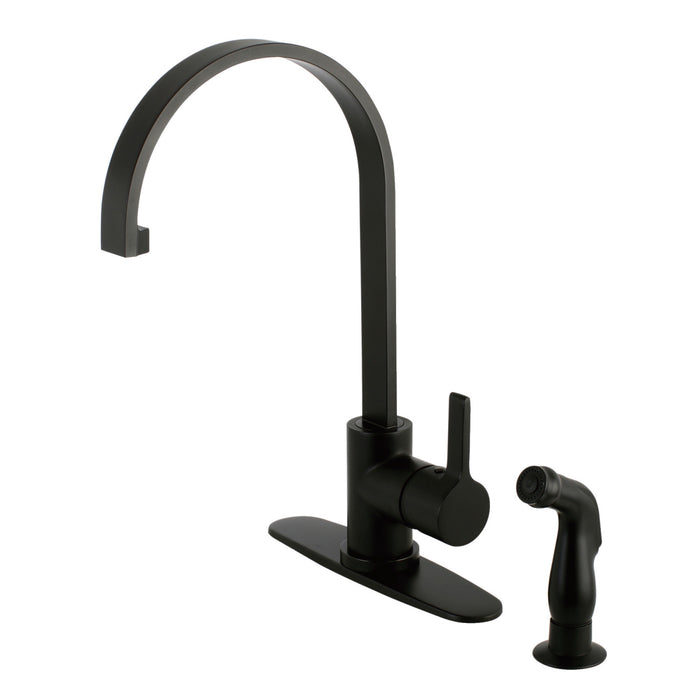 Continental LS8710CTLSP Single-Handle 2-Hole Deck Mount Kitchen Faucet with Side Sprayer, Matte Black