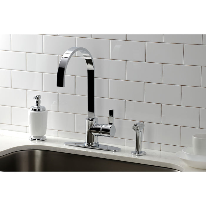 Continental LS8711CTLBS Single-Handle 1-or-3 Hole Deck Mount Kitchen Faucet with Brass Side Sprayer, Polished Chrome