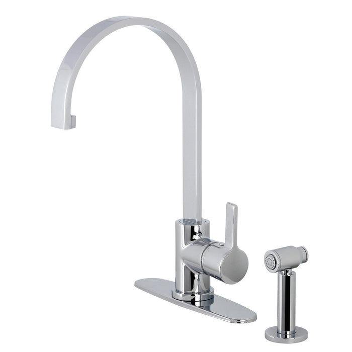 Continental LS8711CTLBS Single-Handle 1-or-3 Hole Deck Mount Kitchen Faucet with Brass Side Sprayer, Polished Chrome