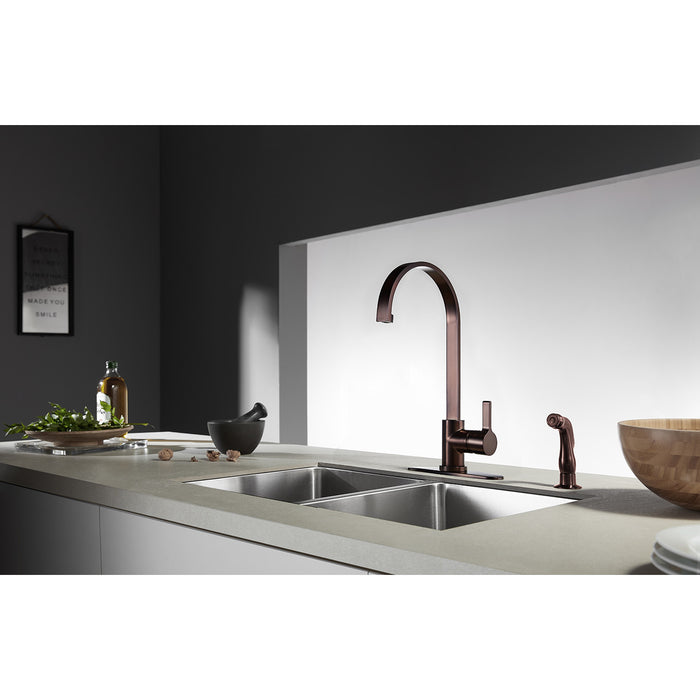 Continental LS8715CTLSP Single-Handle 2-Hole Deck Mount Kitchen Faucet with Side Sprayer, Oil Rubbed Bronze