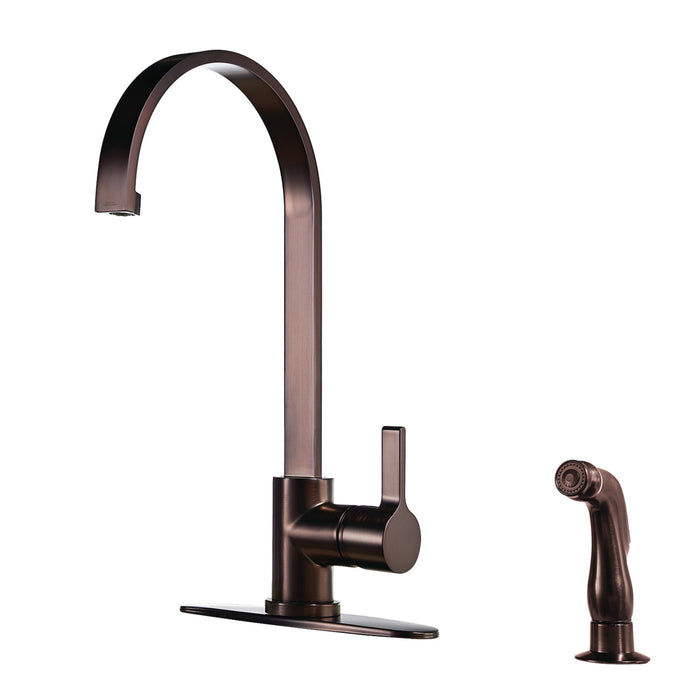 Continental LS8715CTLSP Single-Handle 2-Hole Deck Mount Kitchen Faucet with Side Sprayer, Oil Rubbed Bronze