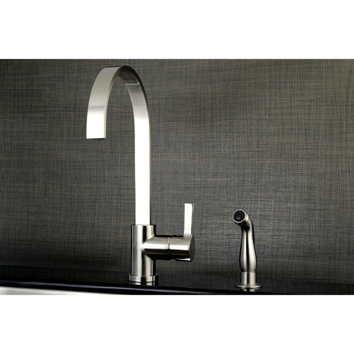 Continental LS8718CTLSP Single-Handle 2-Hole Deck Mount Kitchen Faucet with Side Sprayer, Brushed Nickel