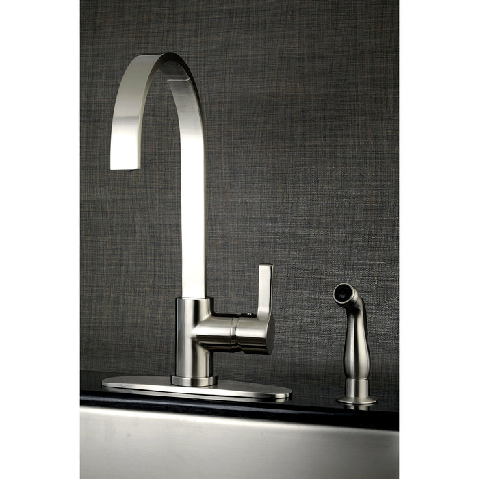 Continental LS8718CTLSP Single-Handle 2-Hole Deck Mount Kitchen Faucet with Side Sprayer, Brushed Nickel