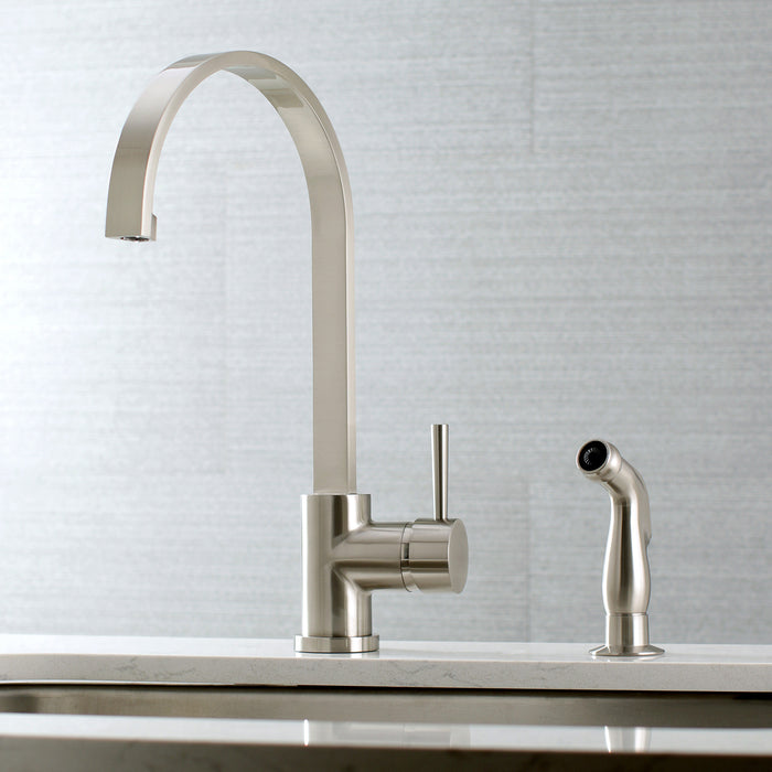 Concord LS8718DLSP Single-Handle 2-Hole Deck Mount Kitchen Faucet with Side Sprayer, Brushed Nickel