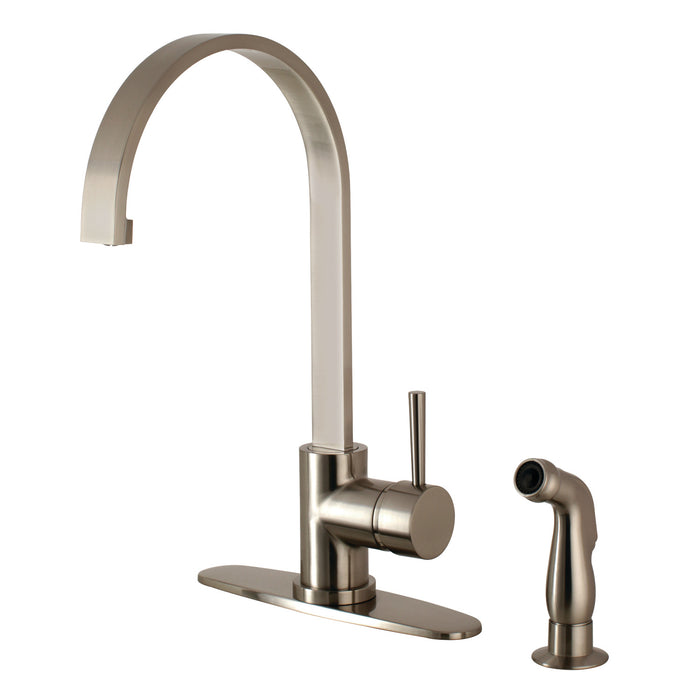 Concord LS8718DLSP Single-Handle 2-Hole Deck Mount Kitchen Faucet with Side Sprayer, Brushed Nickel