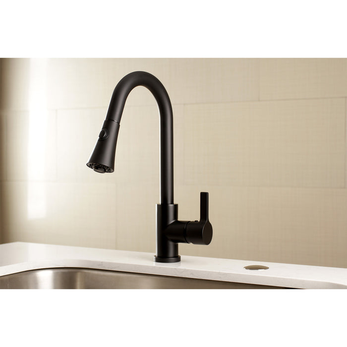 Continental LS8720CTL Single-Handle Pull-Down Kitchen Faucet, Matte Black