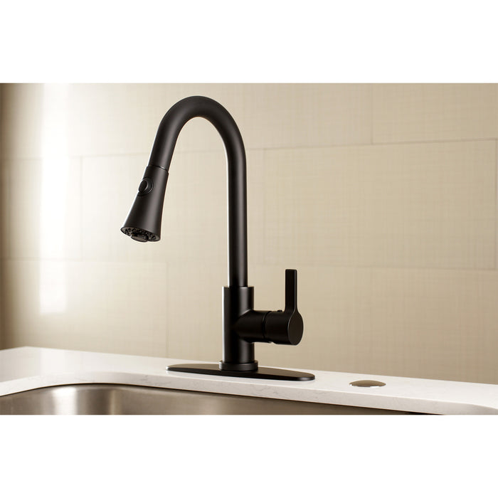 Continental LS8720CTL Single-Handle Pull-Down Kitchen Faucet, Matte Black