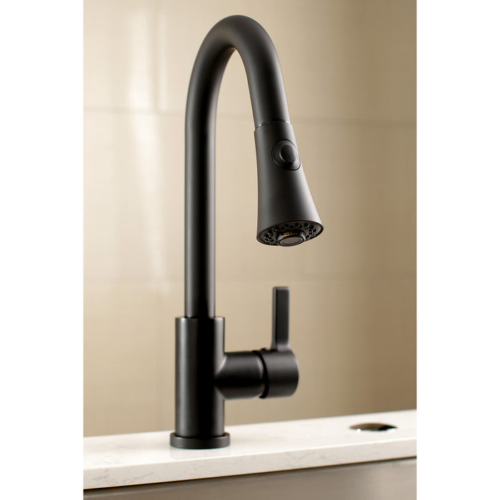 Continental LS8720CTL Single-Handle Pull-Down Kitchen Faucet, Matte Black