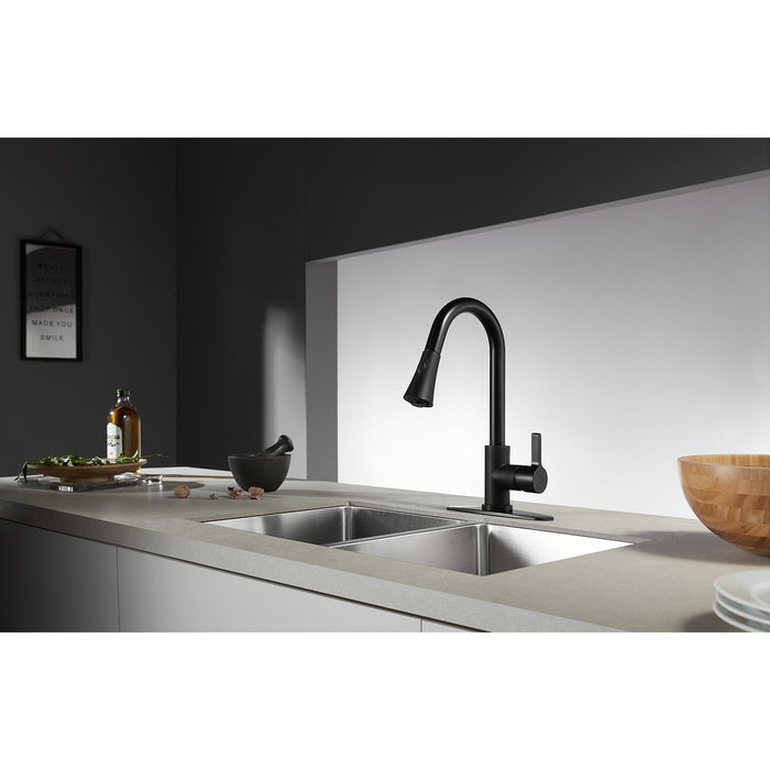 Continental LS8720CTL Single-Handle Pull-Down Kitchen Faucet, Matte Black