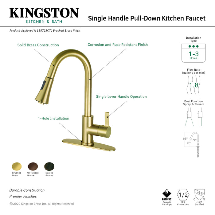 Continental LS8725CTL Single-Handle Pull-Down Kitchen Faucet, Oil Rubbed Bronze