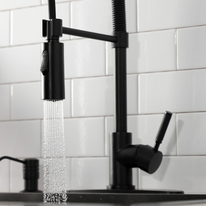 Kaiser LS8770DKL Single-Handle 1-Hole Deck Mount Pre-Rinse Kitchen Faucet, Matte Black