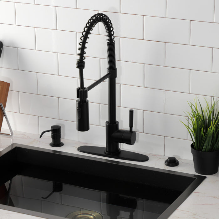 Kaiser LS8770DKL Single-Handle 1-Hole Deck Mount Pre-Rinse Kitchen Faucet, Matte Black