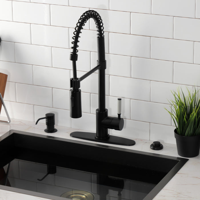 Kaiser LS8770DKL Single-Handle 1-Hole Deck Mount Pre-Rinse Kitchen Faucet, Matte Black