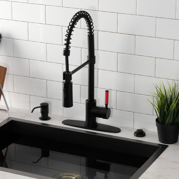 Kaiser LS8770DKL Single-Handle 1-Hole Deck Mount Pre-Rinse Kitchen Faucet, Matte Black