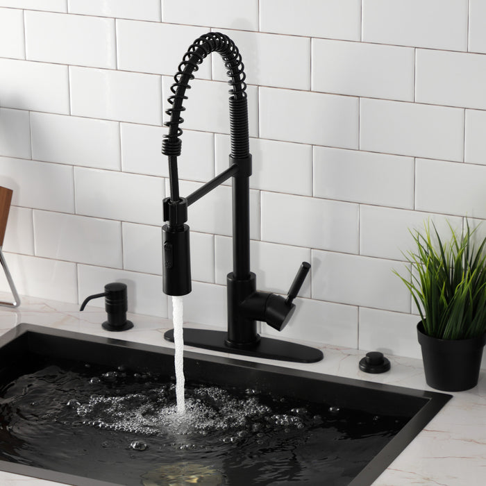 Kaiser LS8770DKL Single-Handle 1-Hole Deck Mount Pre-Rinse Kitchen Faucet, Matte Black