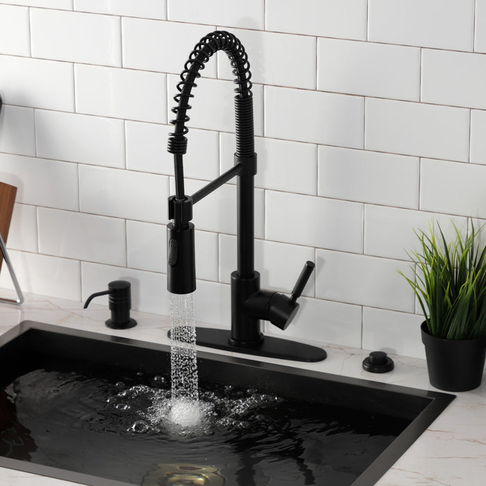 Kaiser LS8770DKL Single-Handle 1-Hole Deck Mount Pre-Rinse Kitchen Faucet, Matte Black