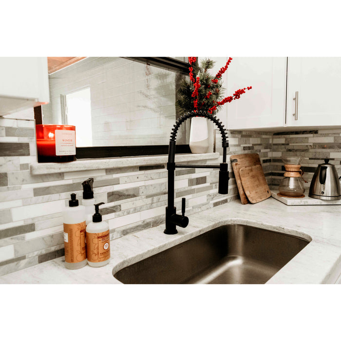 Kaiser LS8770DKL Single-Handle 1-Hole Deck Mount Pre-Rinse Kitchen Faucet, Matte Black