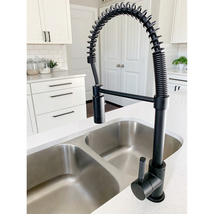 Kaiser LS8770DKL Single-Handle 1-Hole Deck Mount Pre-Rinse Kitchen Faucet, Matte Black