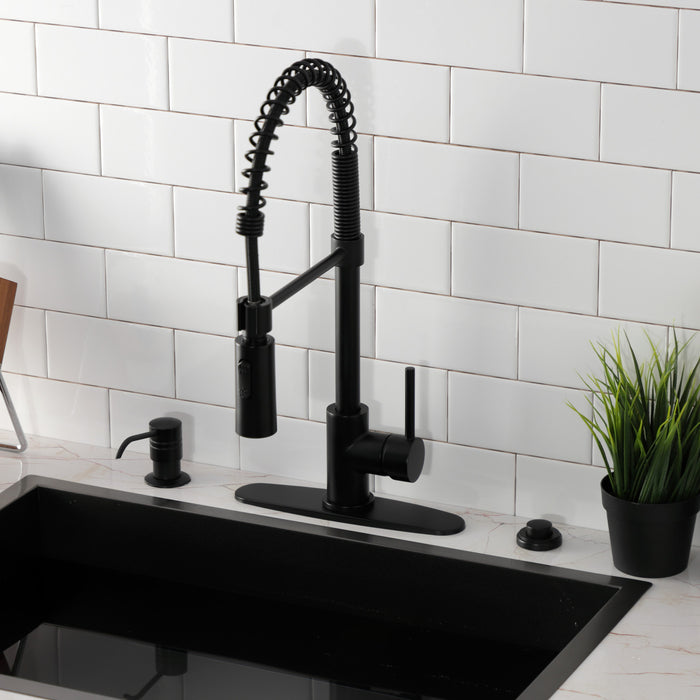 Concord LS8770DL Single-Handle 1-Hole Deck Mount Pre-Rinse Kitchen Faucet, Matte Black