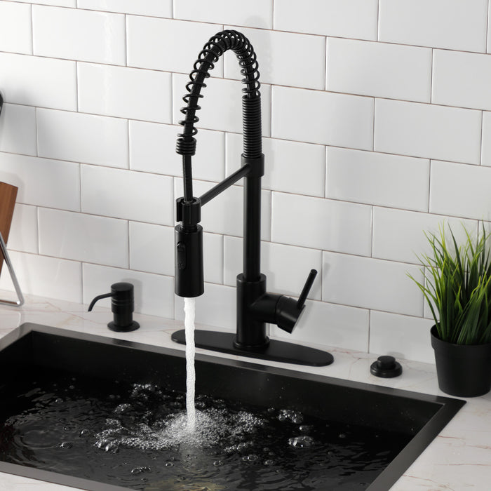 Concord LS8770DL Single-Handle 1-Hole Deck Mount Pre-Rinse Kitchen Faucet, Matte Black