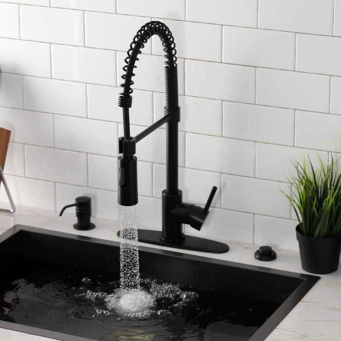 Concord LS8770DL Single-Handle 1-Hole Deck Mount Pre-Rinse Kitchen Faucet, Matte Black