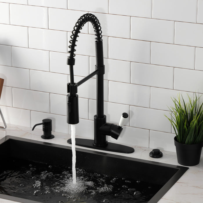 Paris LS8770DPL Single-Handle 1-Hole Deck Mount Pre-Rinse Kitchen Faucet, Matte Black