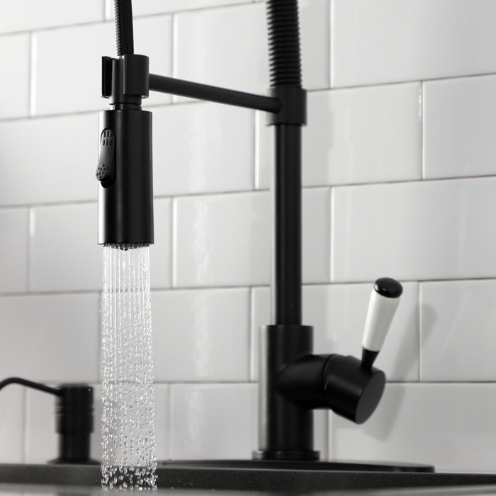 Paris LS8770DPL Single-Handle 1-Hole Deck Mount Pre-Rinse Kitchen Faucet, Matte Black