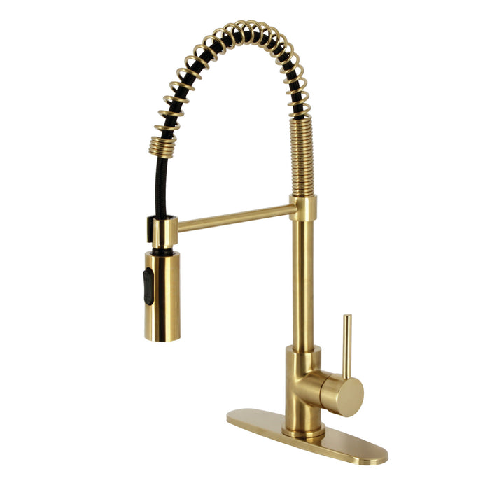 Concord LS8773DL Single-Handle 1-Hole Deck Mount Pre-Rinse Kitchen Faucet, Brushed Brass