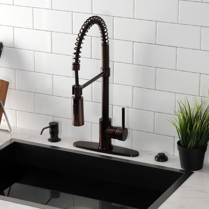 Concord LS8775DL Single-Handle 1-Hole Deck Mount Pre-Rinse Kitchen Faucet, Oil Rubbed Bronze