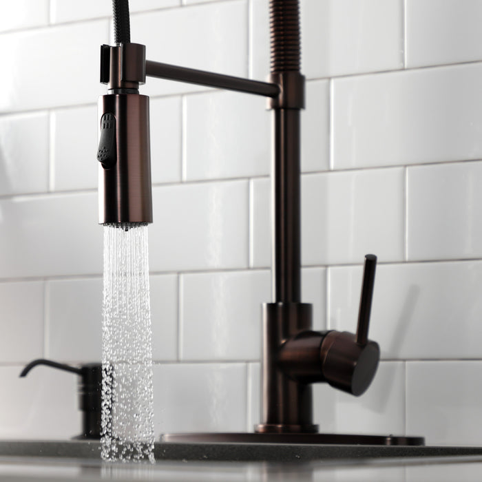 Concord LS8775DL Single-Handle 1-Hole Deck Mount Pre-Rinse Kitchen Faucet, Oil Rubbed Bronze