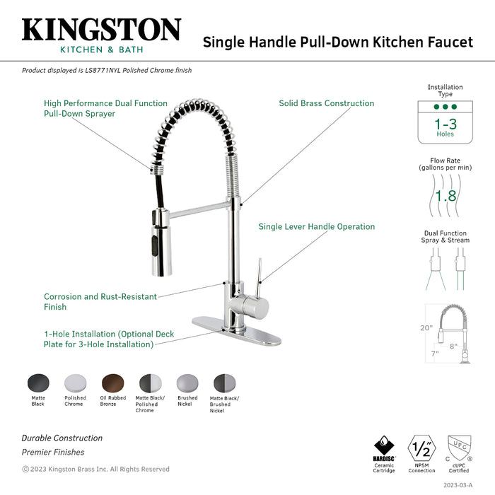 New York LS8775NYL Single-Handle 1-Hole Deck Mount Pre-Rinse Kitchen Faucet, Oil Rubbed Bronze