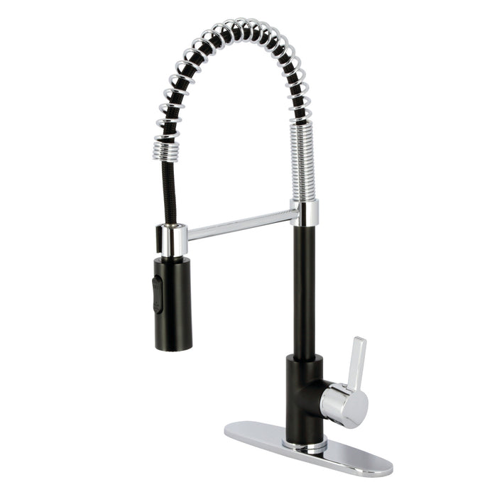 Continental LS8777CTL Single-Handle 1-Hole Deck Mount Pre-Rinse Kitchen Faucet, Matte Black/Polished Chrome