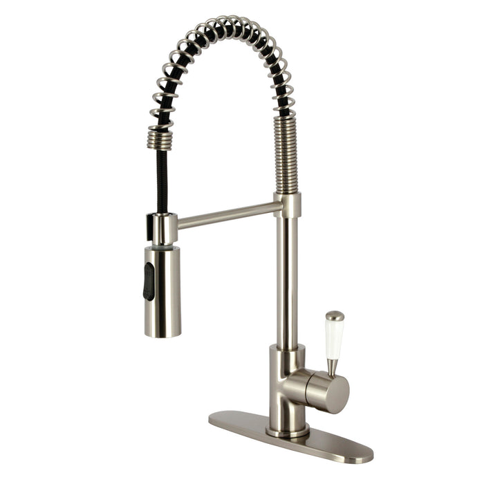 Paris LS8778DPL Single-Handle 1-Hole Deck Mount Pre-Rinse Kitchen Faucet, Brushed Nickel