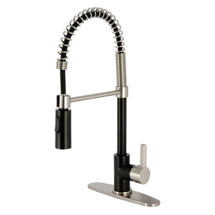 Continental LS8779CTL Single-Handle 1-Hole Deck Mount Pre-Rinse Kitchen Faucet, Matte Black/Brushed Nickel